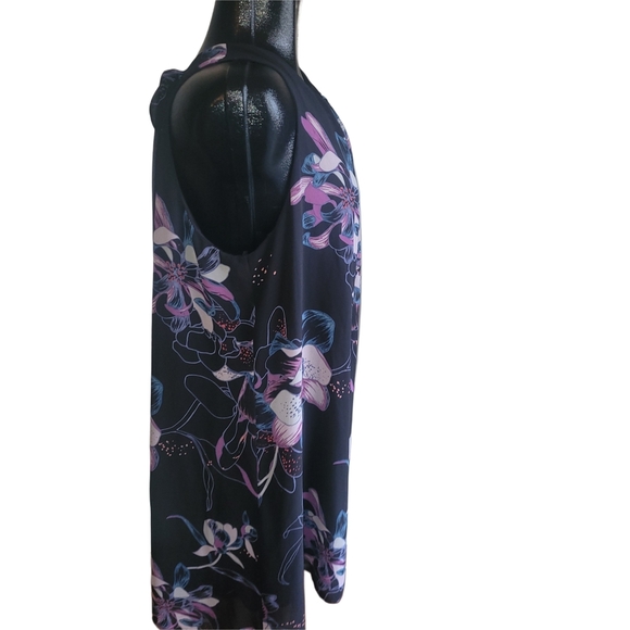 Reitmans Black Sleeveless Floral Print Dress L - Picture 3 of 5